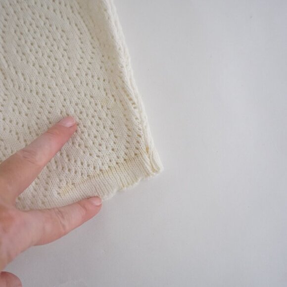 Vintage Intense Functionals Cream Eyelet Button Up Cardigan Sweater Size 38 - Picture 5 of 13